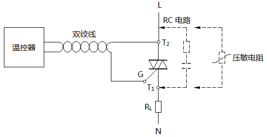 溫控器驅(qū)動(dòng)晶閘管接線(xiàn)示意圖