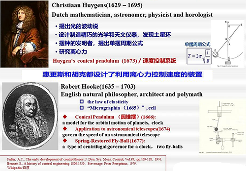 惠更斯和胡克都曾鉆研過利用離心力控制速度的問題，并設計了有關裝置